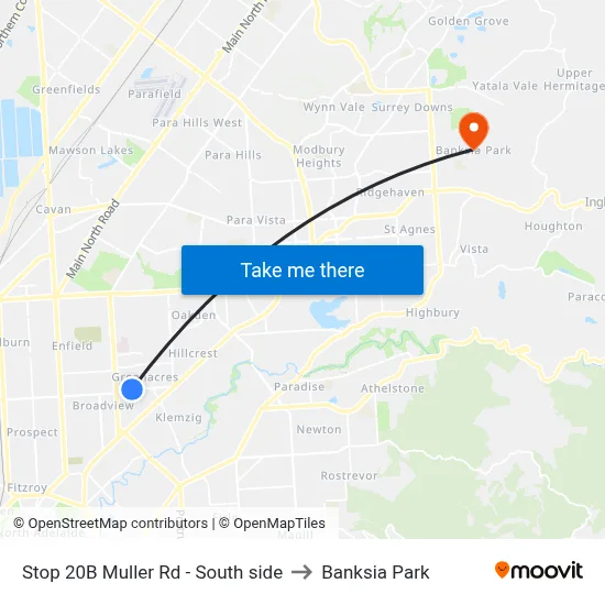 Stop 20B Muller Rd - South side to Banksia Park map
