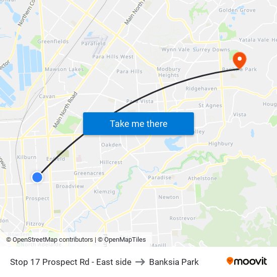 Stop 17 Prospect Rd - East side to Banksia Park map