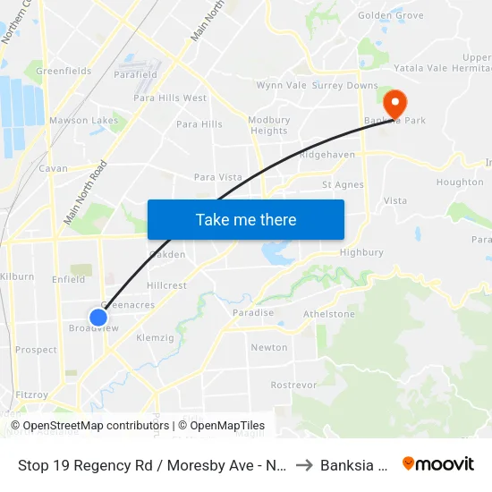 Stop 19 Regency Rd / Moresby Ave - North side to Banksia Park map