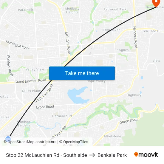 Stop 22 McLauchlan Rd - South side to Banksia Park map