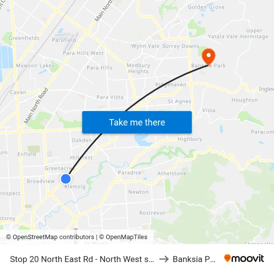 Stop 20 North East Rd - North West side to Banksia Park map