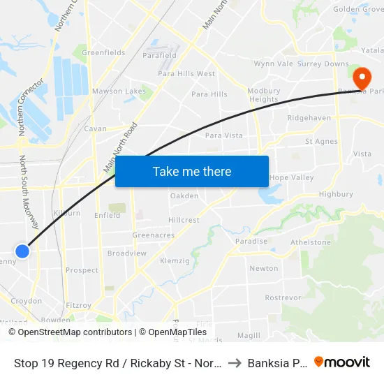 Stop 19 Regency Rd / Rickaby St - North side to Banksia Park map