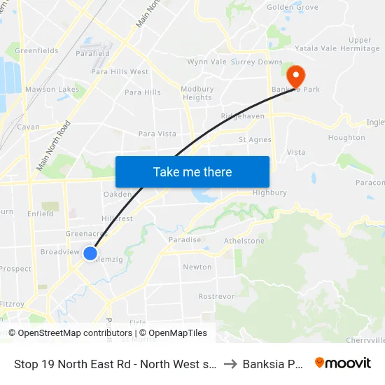 Stop 19 North East Rd - North West side to Banksia Park map