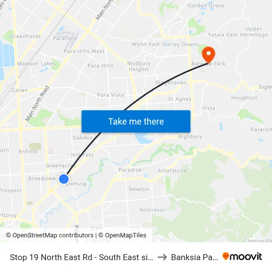 Stop 19 North East Rd - South East side to Banksia Park map