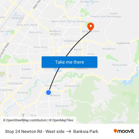 Stop 24 Newton Rd - West side to Banksia Park map