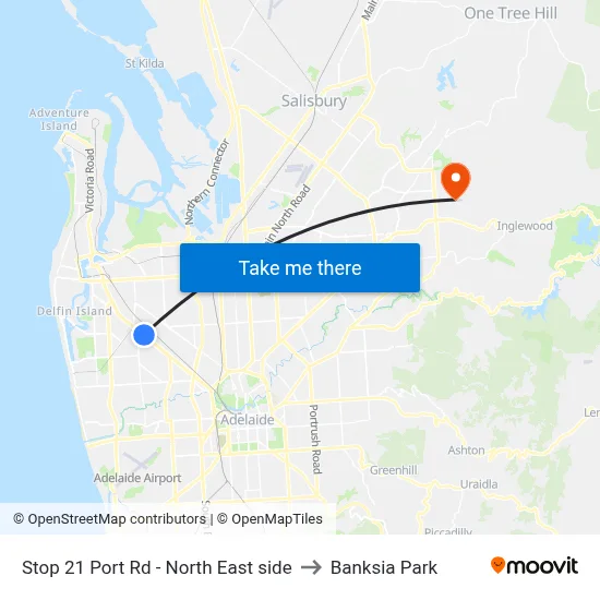 Stop 21 Port Rd - North East side to Banksia Park map