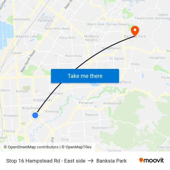 Stop 16 Hampstead Rd - East side to Banksia Park map