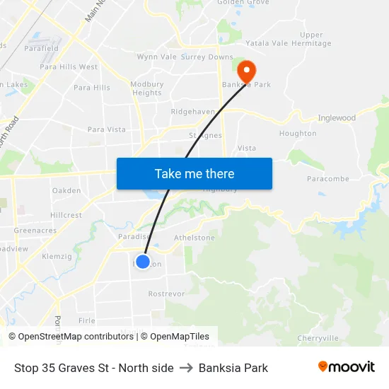 Stop 35 Graves St - North side to Banksia Park map