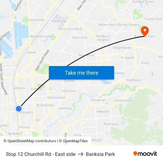 Stop 12 Churchill Rd - East side to Banksia Park map
