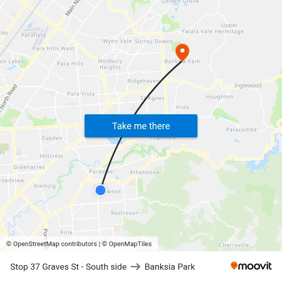 Stop 37 Graves St - South side to Banksia Park map