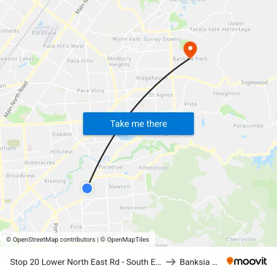 Stop 20 Lower North East Rd - South East side to Banksia Park map
