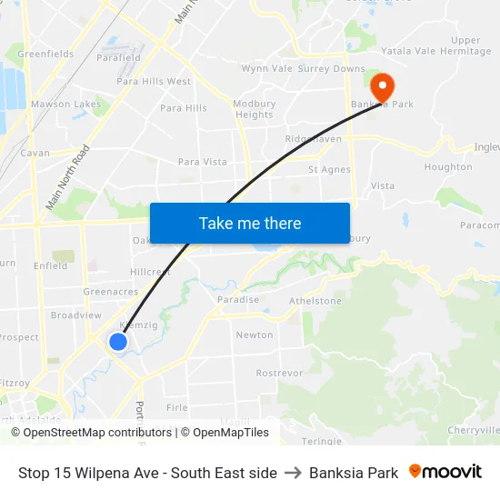 Stop 15 Wilpena Ave - South East side to Banksia Park map
