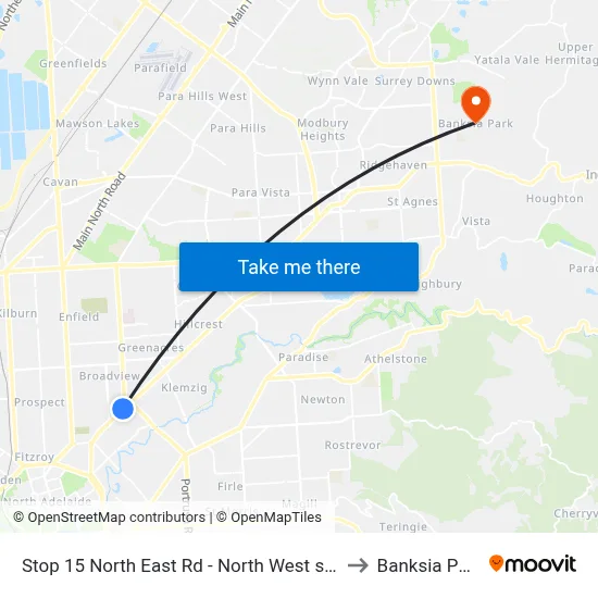 Stop 15 North East Rd - North West side to Banksia Park map