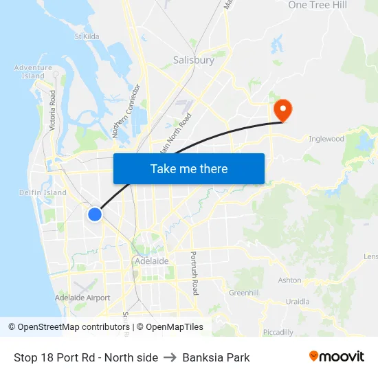 Stop 18 Port Rd - North side to Banksia Park map