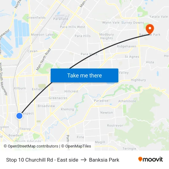 Stop 10 Churchill Rd - East side to Banksia Park map