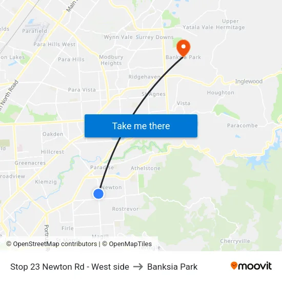 Stop 23 Newton Rd - West side to Banksia Park map