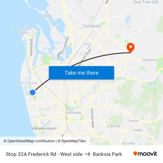 Stop 32A Frederick Rd - West side to Banksia Park map