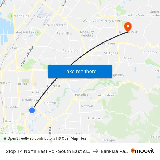 Stop 14 North East Rd - South East side to Banksia Park map