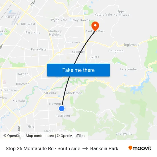 Stop 26 Montacute Rd - South side to Banksia Park map