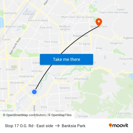 Stop 17 O.G. Rd - East side to Banksia Park map