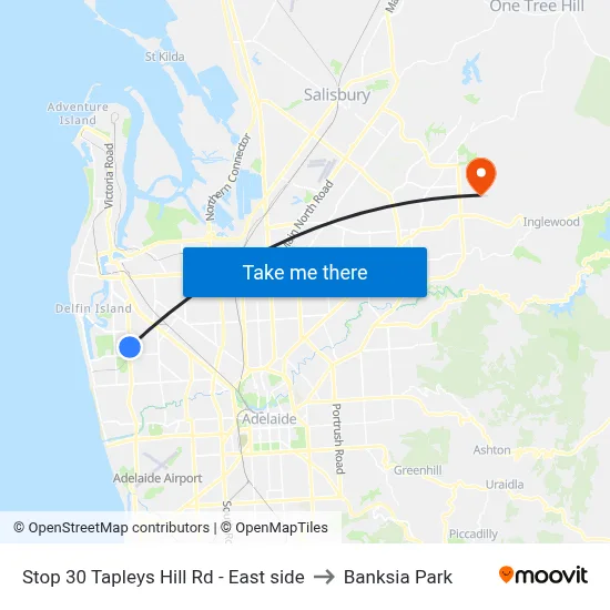 Stop 30 Tapleys Hill Rd - East side to Banksia Park map