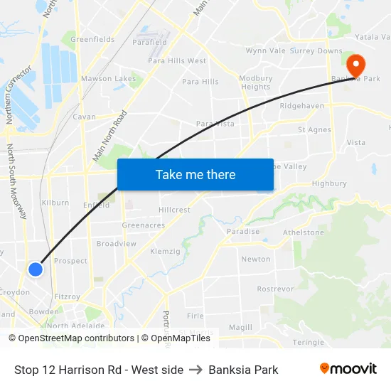 Stop 12 Harrison Rd - West side to Banksia Park map