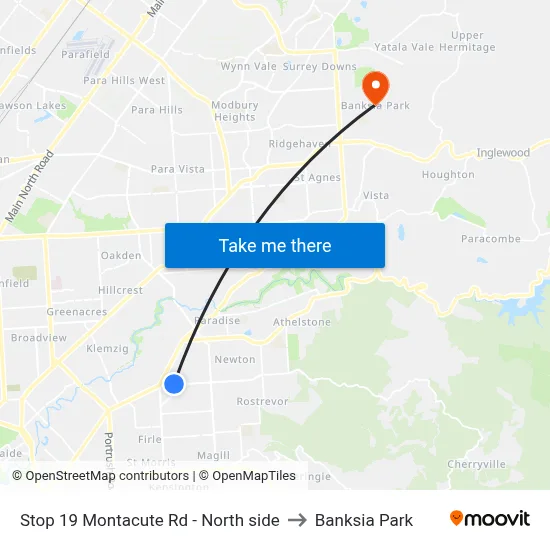 Stop 19 Montacute Rd - North side to Banksia Park map
