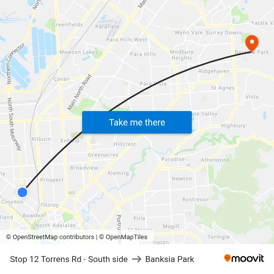 Stop 12 Torrens Rd - South side to Banksia Park map