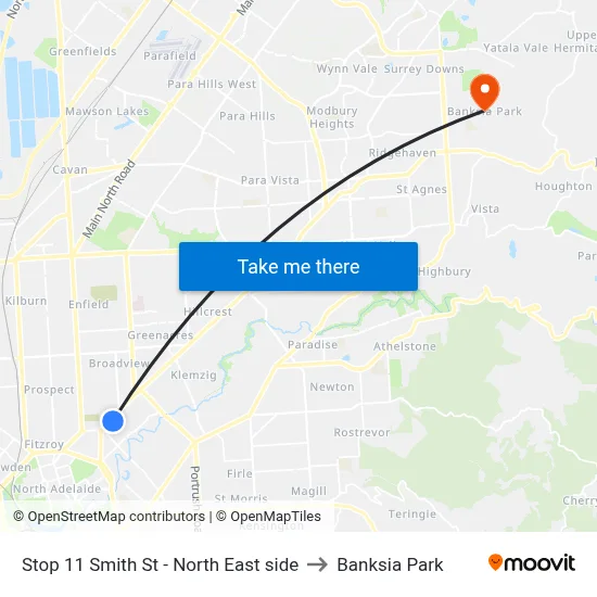 Stop 11 Smith St - North East side to Banksia Park map