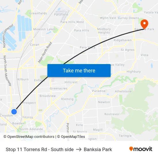 Stop 11 Torrens Rd - South side to Banksia Park map