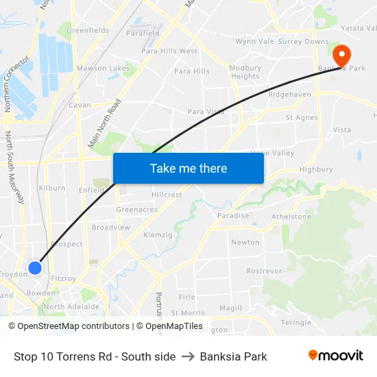 Stop 10 Torrens Rd - South side to Banksia Park map