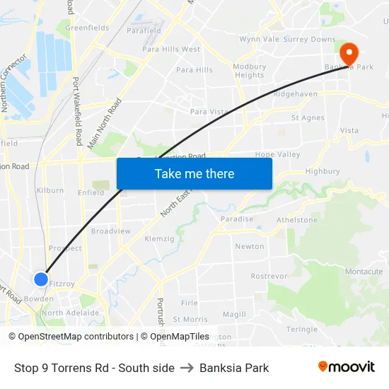 Stop 9 Torrens Rd - South side to Banksia Park map