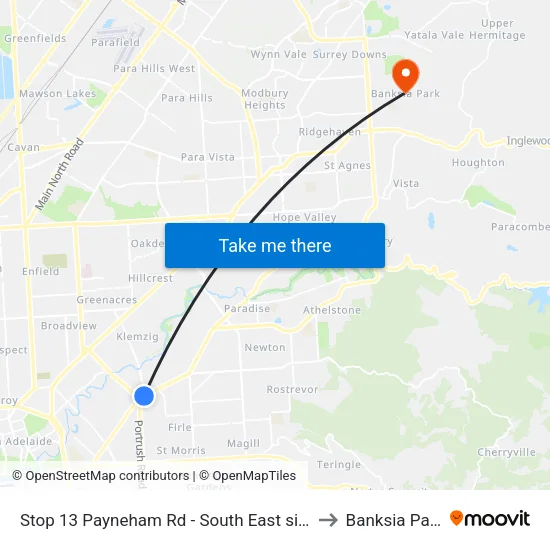 Stop 13 Payneham Rd - South East side to Banksia Park map