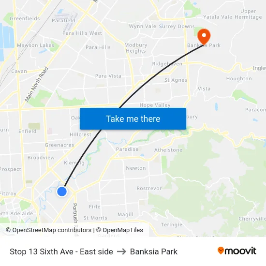 Stop 13 Sixth Ave - East side to Banksia Park map