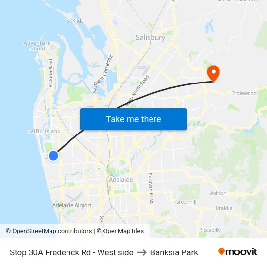 Stop 30A Frederick Rd - West side to Banksia Park map