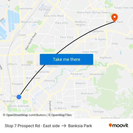Stop 7 Prospect Rd - East side to Banksia Park map