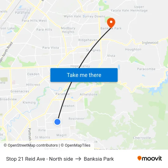 Stop 21 Reid Ave - North side to Banksia Park map