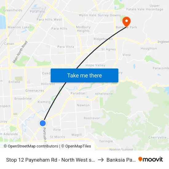 Stop 12 Payneham Rd - North West side to Banksia Park map