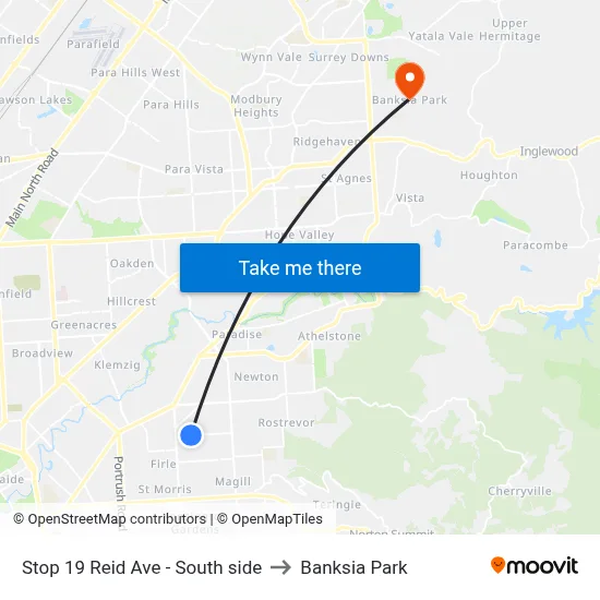 Stop 19 Reid Ave - South side to Banksia Park map