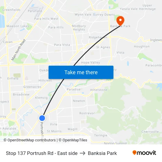 Stop 137 Portrush Rd - East side to Banksia Park map
