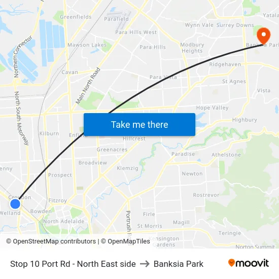 Stop 10 Port Rd - North East side to Banksia Park map