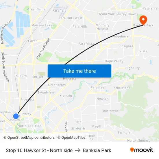Stop 10 Hawker St - North side to Banksia Park map