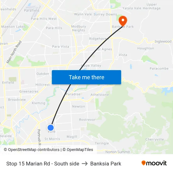 Stop 15 Marian Rd - South side to Banksia Park map