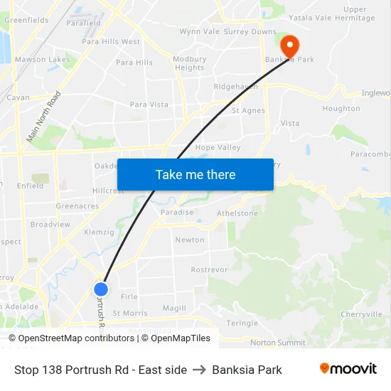 Stop 138 Portrush Rd - East side to Banksia Park map
