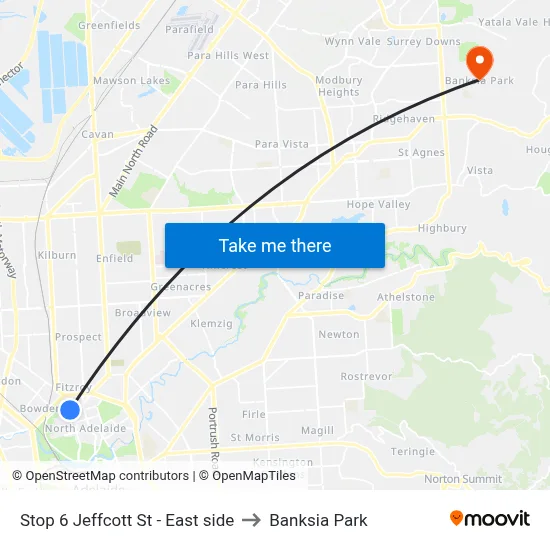 Stop 6 Jeffcott St - East side to Banksia Park map
