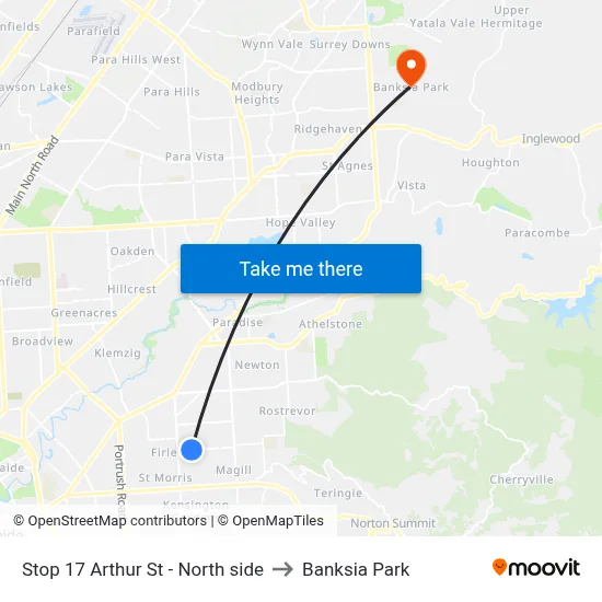 Stop 17 Arthur St - North side to Banksia Park map