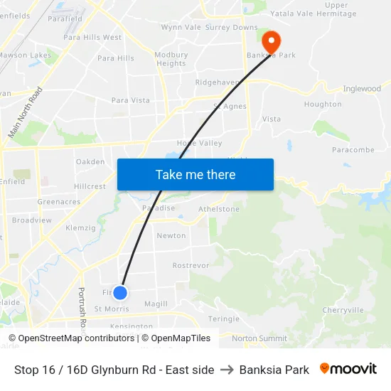 Stop 16 / 16D Glynburn Rd - East side to Banksia Park map