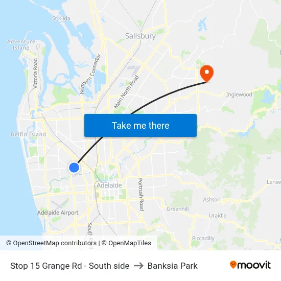 Stop 15 Grange Rd - South side to Banksia Park map