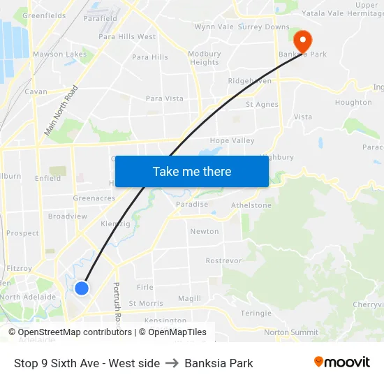Stop 9 Sixth Ave - West side to Banksia Park map