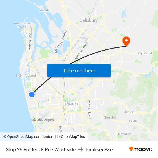 Stop 28 Frederick Rd - West side to Banksia Park map